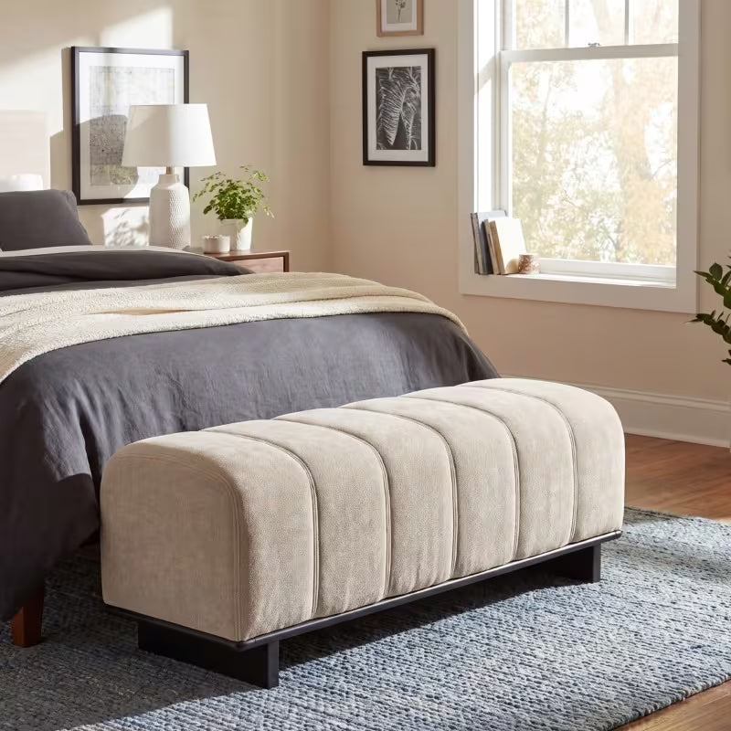 Oatmeal Chenille Bench Bench