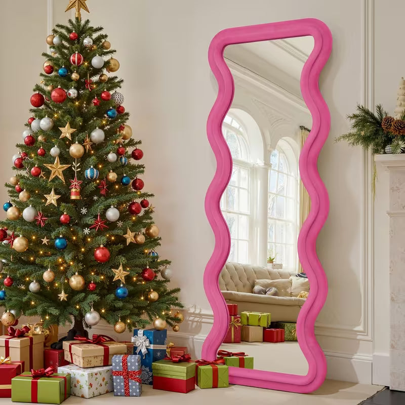 Irregular Fabric Wrapped Mirror