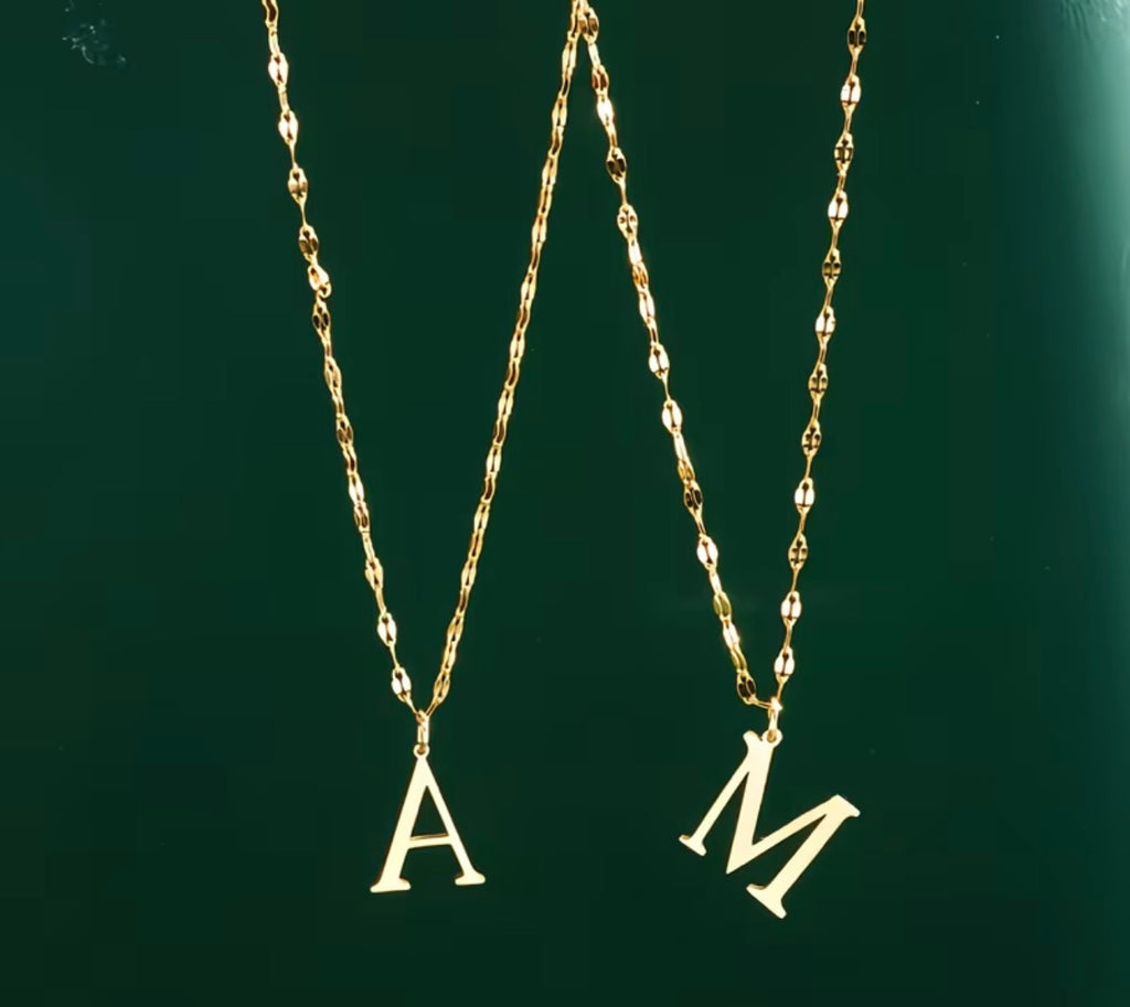 18K Golden-plated Necklace with 26 Letters A-Z Pendant