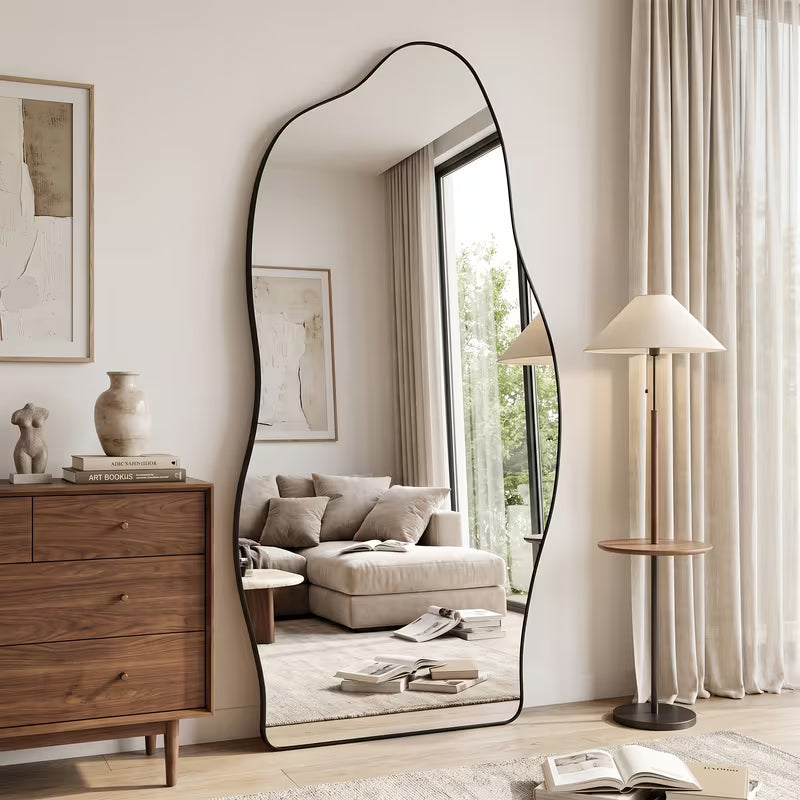 Nova Irregular Floor Mirror Black