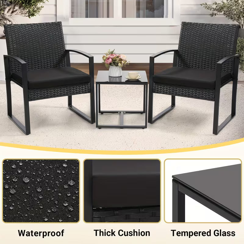 3pcs Rattan Bistro Set