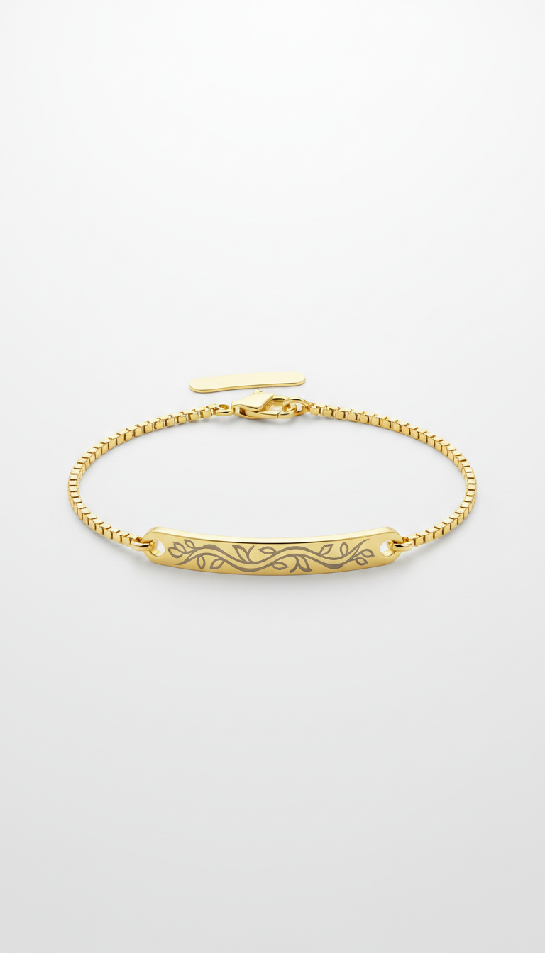 Gold Bar Bracelet With Custom Inscription