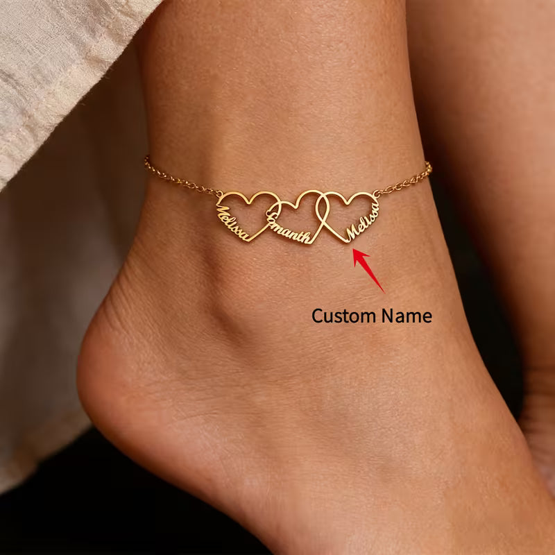 1-3 Name Heart Anklet