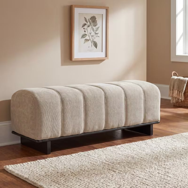 Oatmeal Chenille Bench Bench