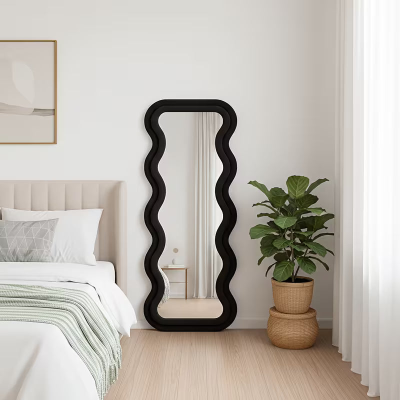 Irregular Fabric Wrapped Mirror