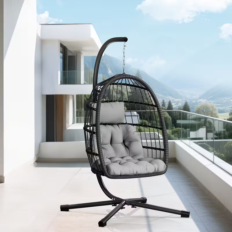Egg Chair with Stand, Rattan Wicker Hanging Swing Hammock