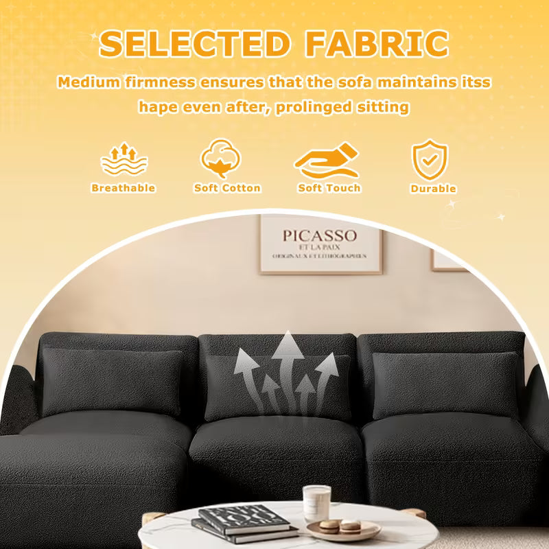 Sectional Sofa Couch, Convertible Modular L Shaped with Removable Ottoman