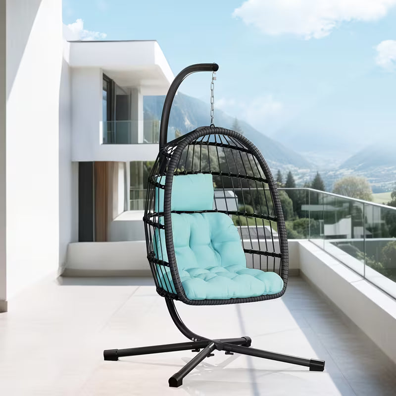 Egg Chair with Stand, Rattan Wicker Hanging Swing Hammock