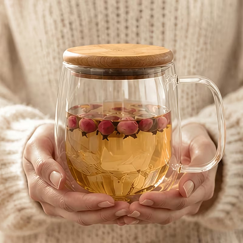 Double-Wall Glass Coffee & Tea Mugs with High Borosilicate Construction (Set of 4)