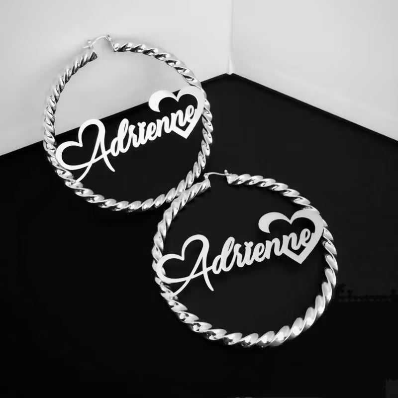 Letter Hoops with Heart Earrings