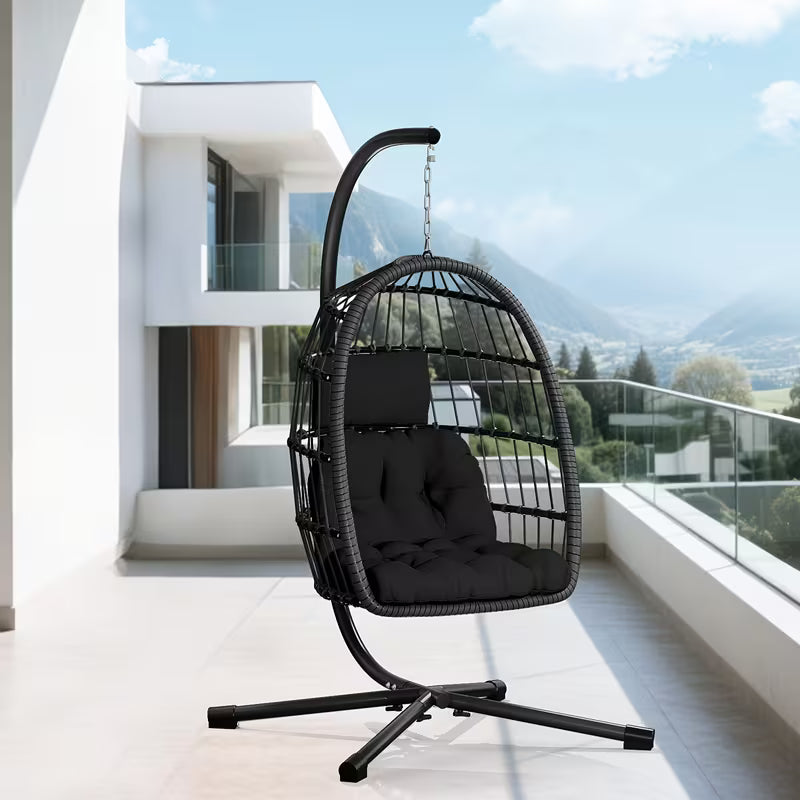 Egg Chair with Stand, Rattan Wicker Hanging Swing Hammock