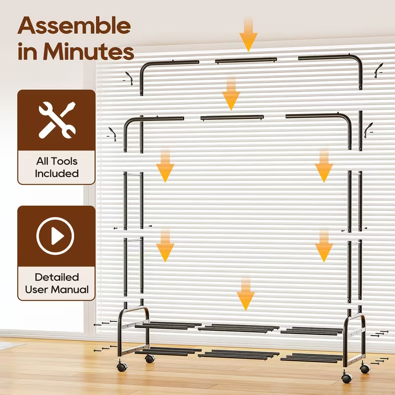 Metal Double Rodding Clothes Rack