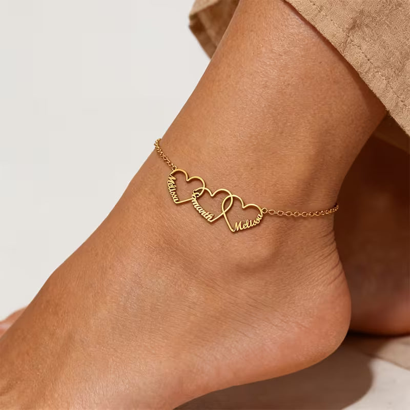 1-3 Name Heart Anklet