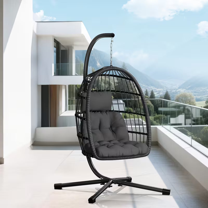 Egg Chair with Stand, Rattan Wicker Hanging Swing Hammock