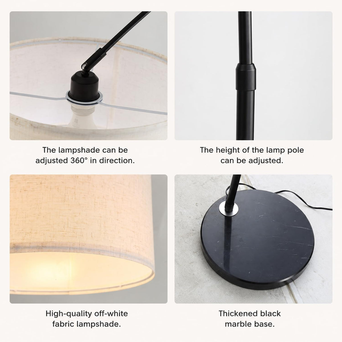 Luxe Modern Black Arc Floor Lamp