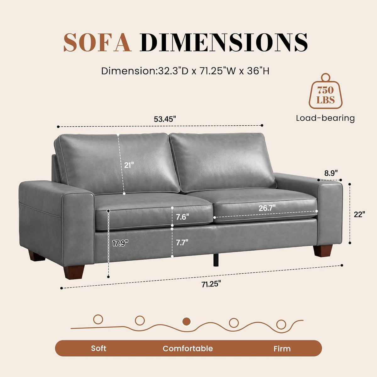 Modern Faux Leather Sofa Couch