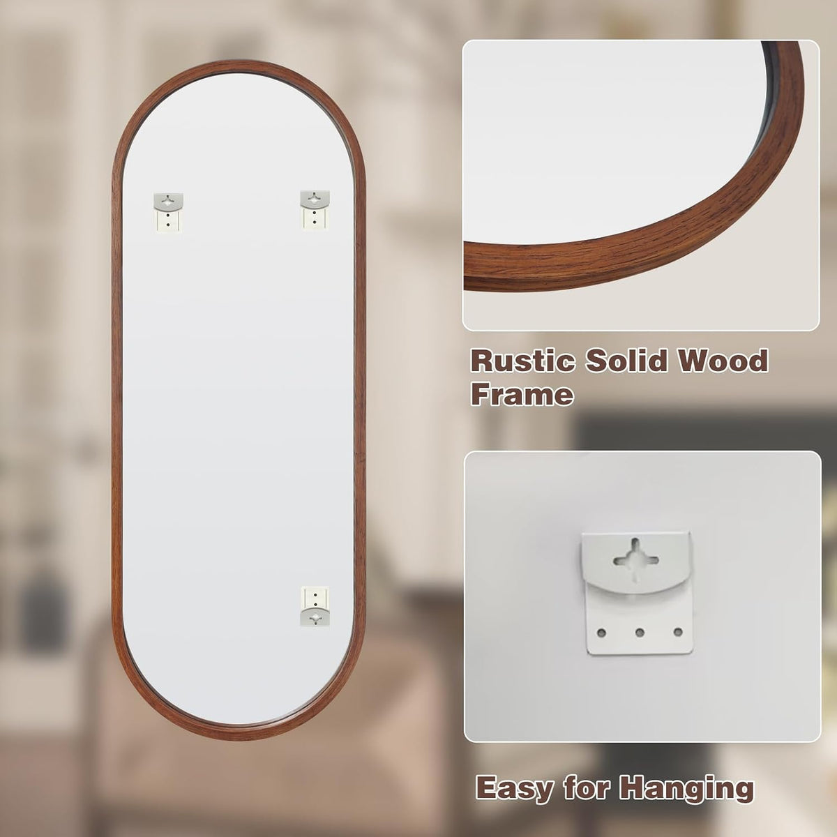Oval Wood Full Length Mirror