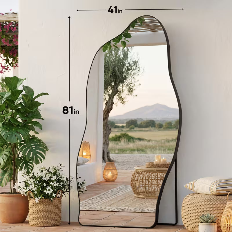 Nova Irregular Floor Mirror Black