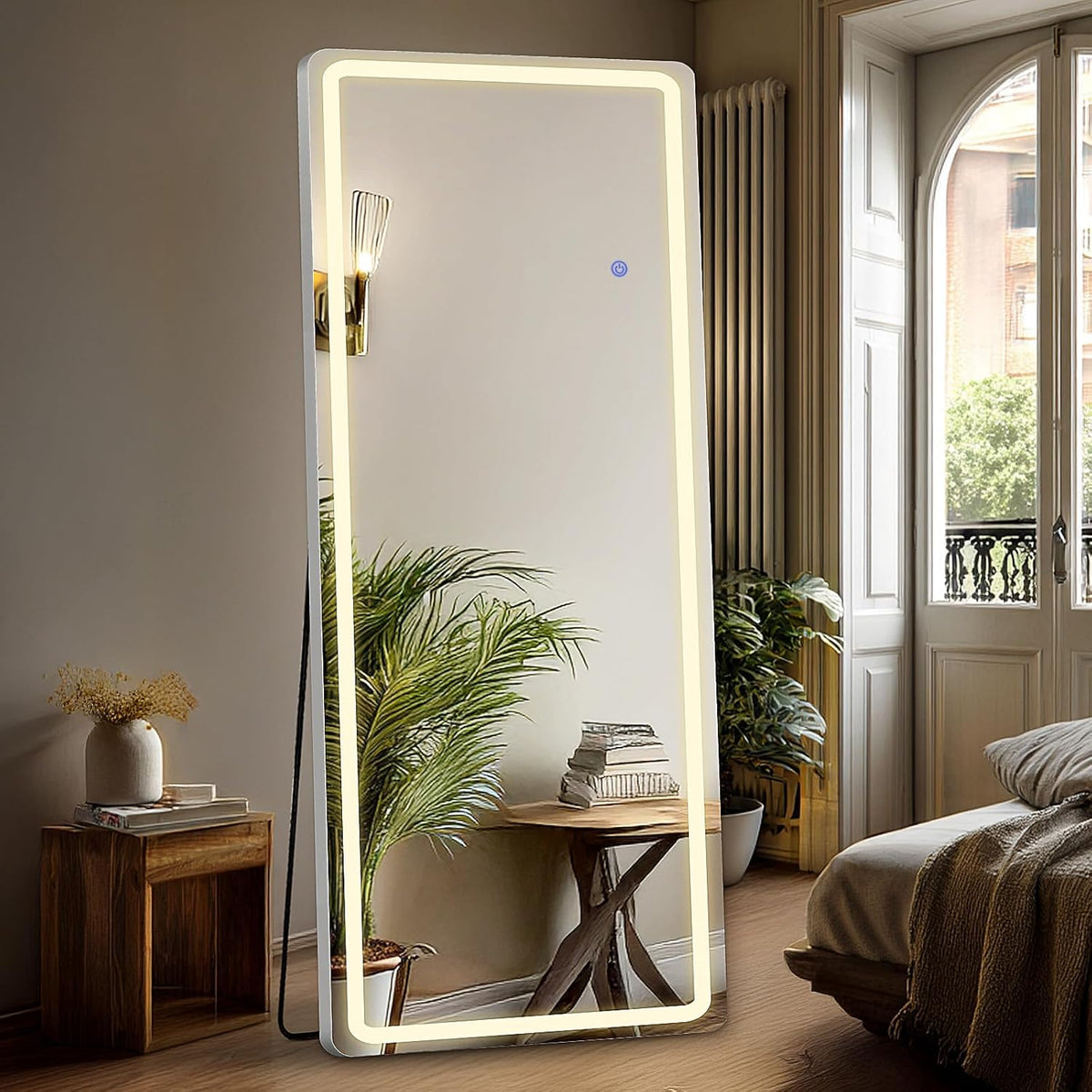 LED Lighted Full-Length Mirror with Arched