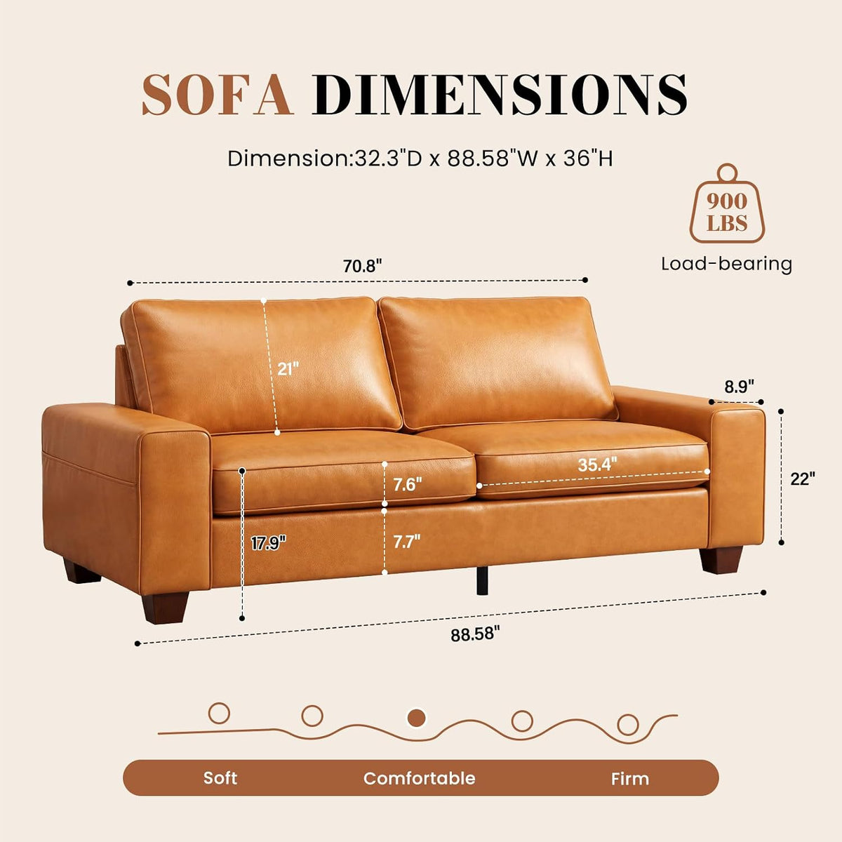 Modern Faux Leather Sofa Couch
