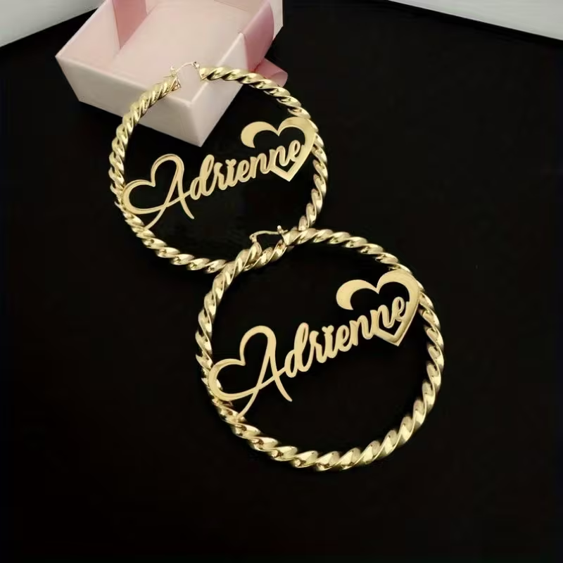 Letter Hoops with Heart Earrings