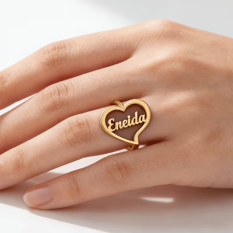 Custom Name Heart Ring