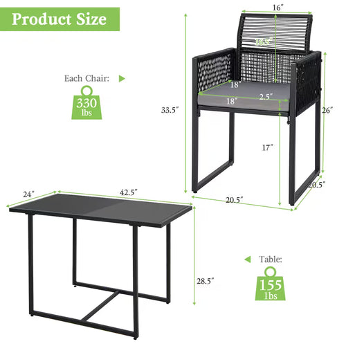 3pcs Patio Dining Set