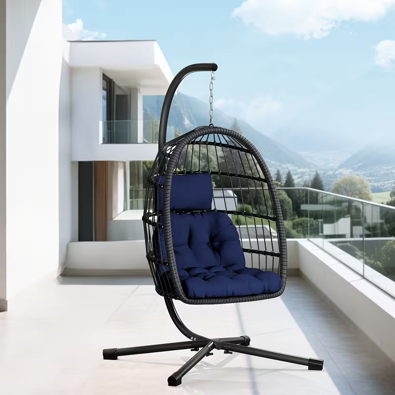 Egg Chair with Stand, Rattan Wicker Hanging Swing Hammock