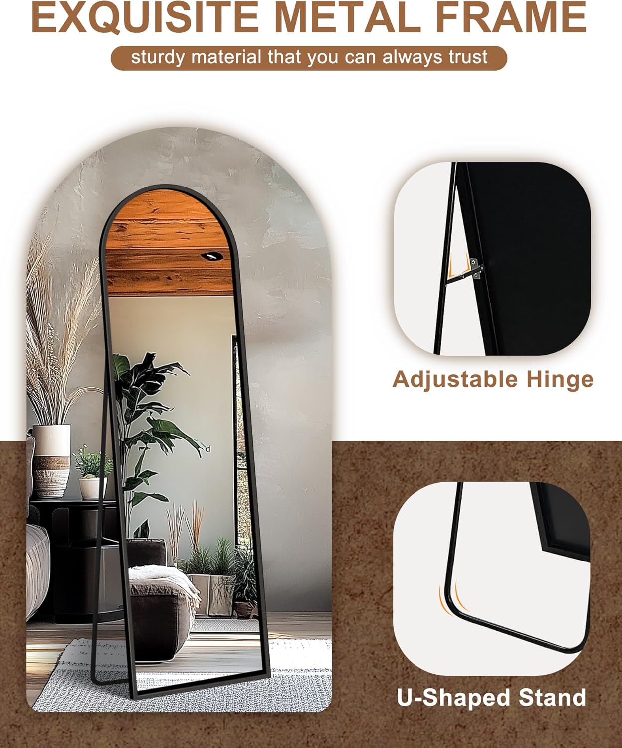 Arch Floor Standing &amp; Wall Mountable Full Body Mirror