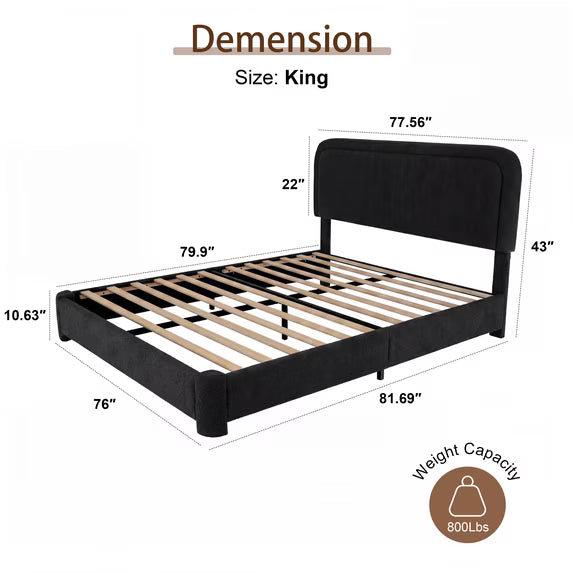 Nova Boucle Bed Frame with Adjustable Headboard
