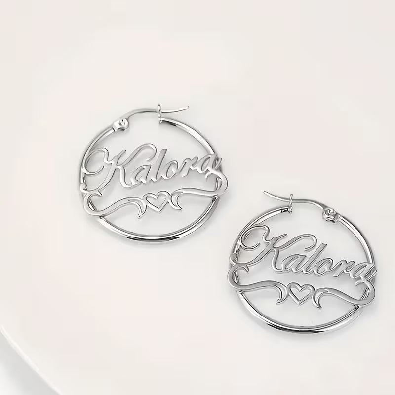 Elegant Heart Name Earrings