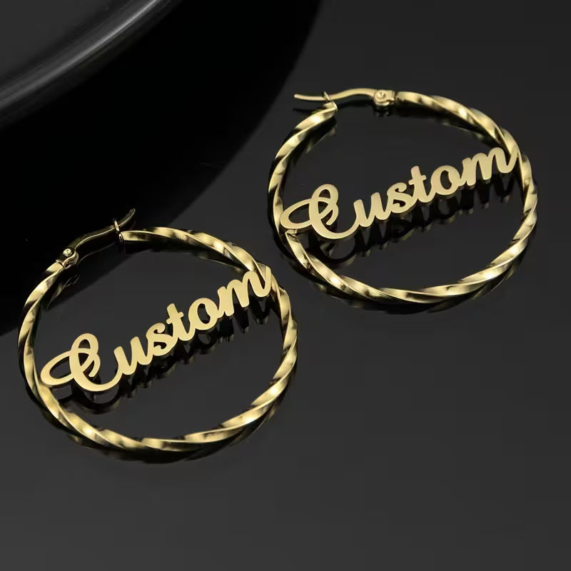 Letter Hoops with Heart Earrings