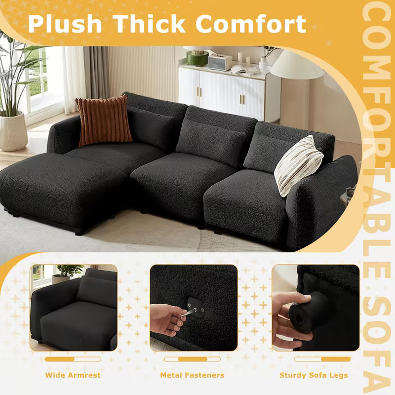 Sectional Sofa Couch, Convertible Modular L Shaped with Removable Ottoman