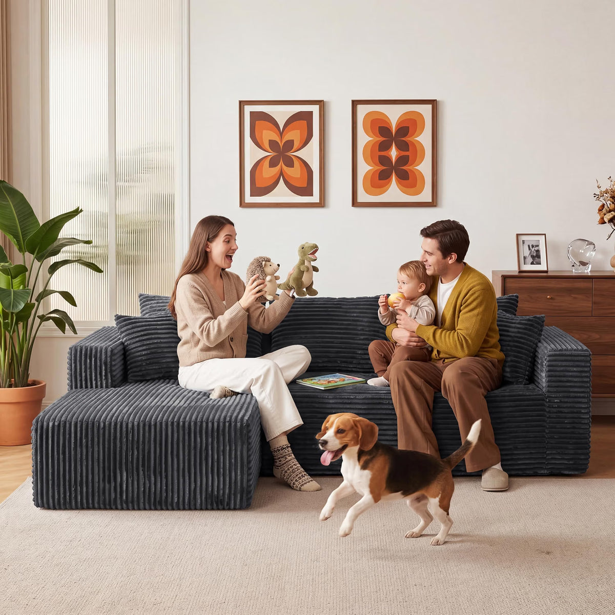 Boneless Modular Sectional Sofa, L Shaped Cloud Couch