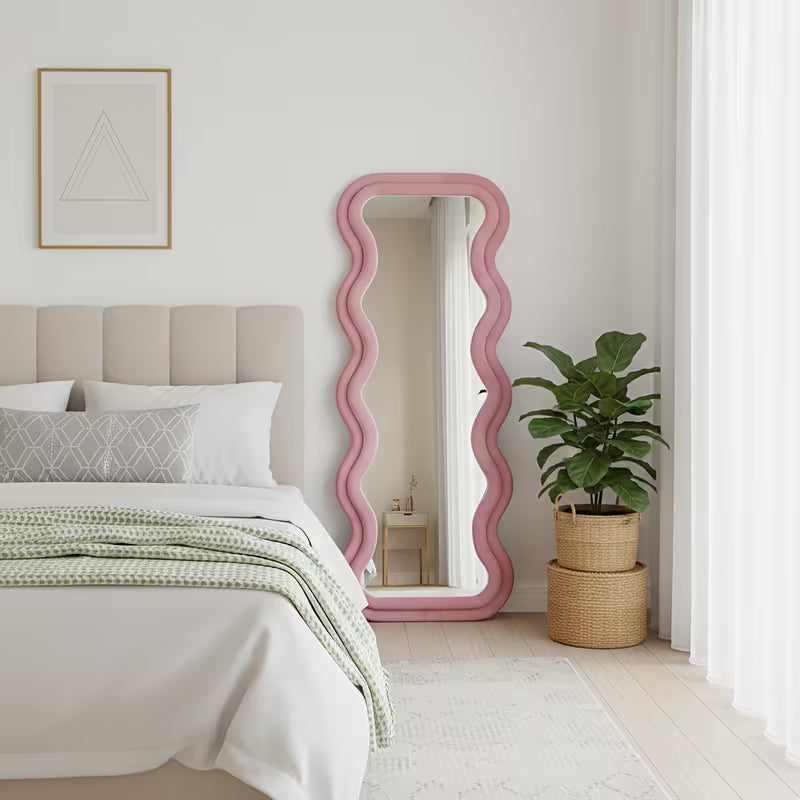 Irregular Fabric Wrapped Mirror