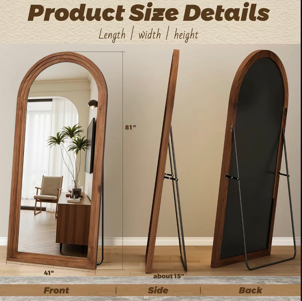 Wood Arched Mirror