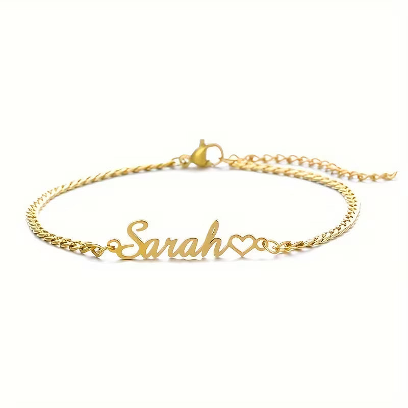 Personalized Name Anklet Stainless Steel Cuban Chain