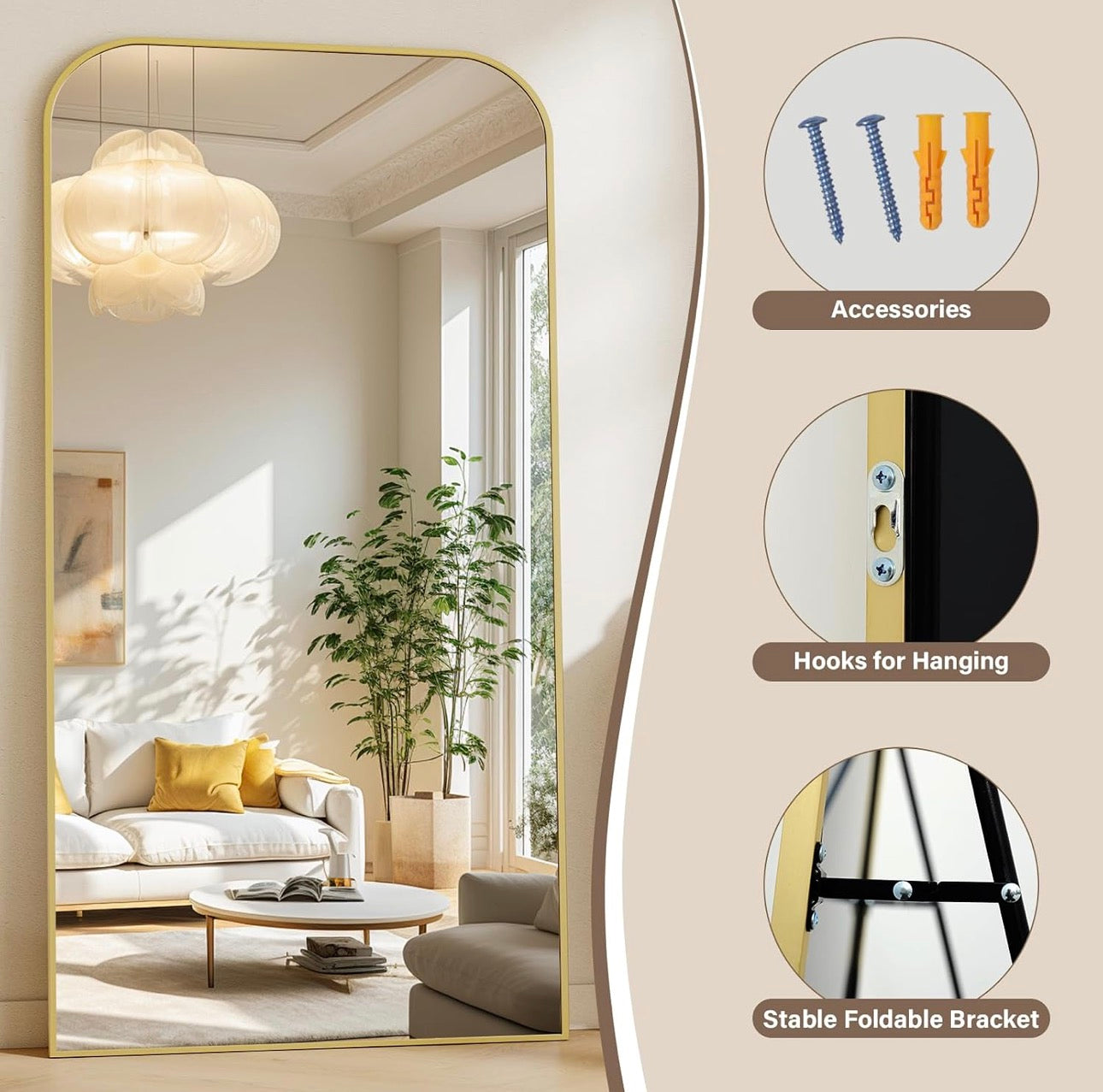 Large Floor Standing & Wall Mountable Full Body Mirror