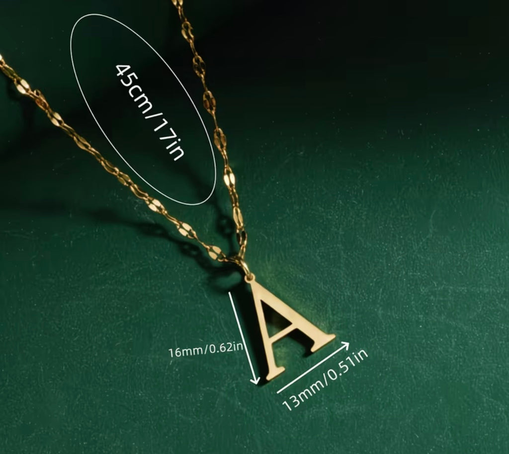 18K Golden-plated Necklace with 26 Letters A-Z Pendant