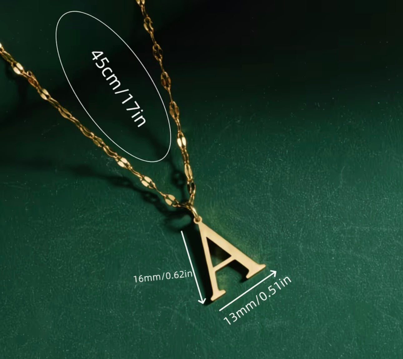 18K Golden-plated Necklace with 26 Letters A-Z Pendant