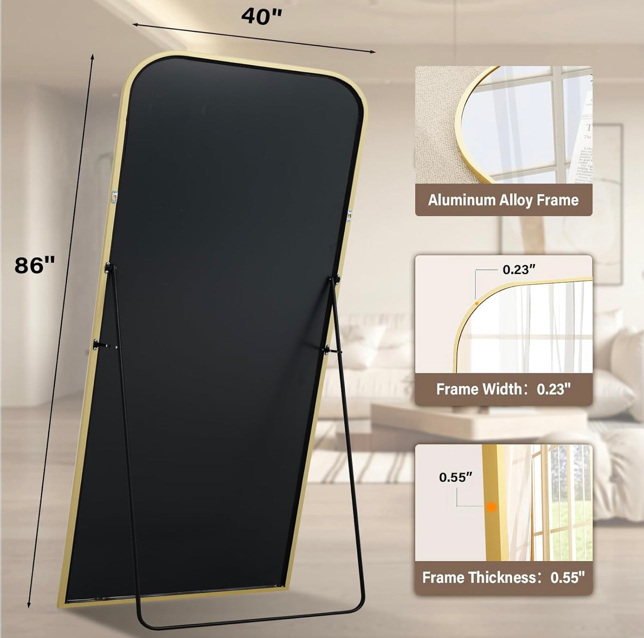Large Floor Standing & Wall Mountable Full Body Mirror