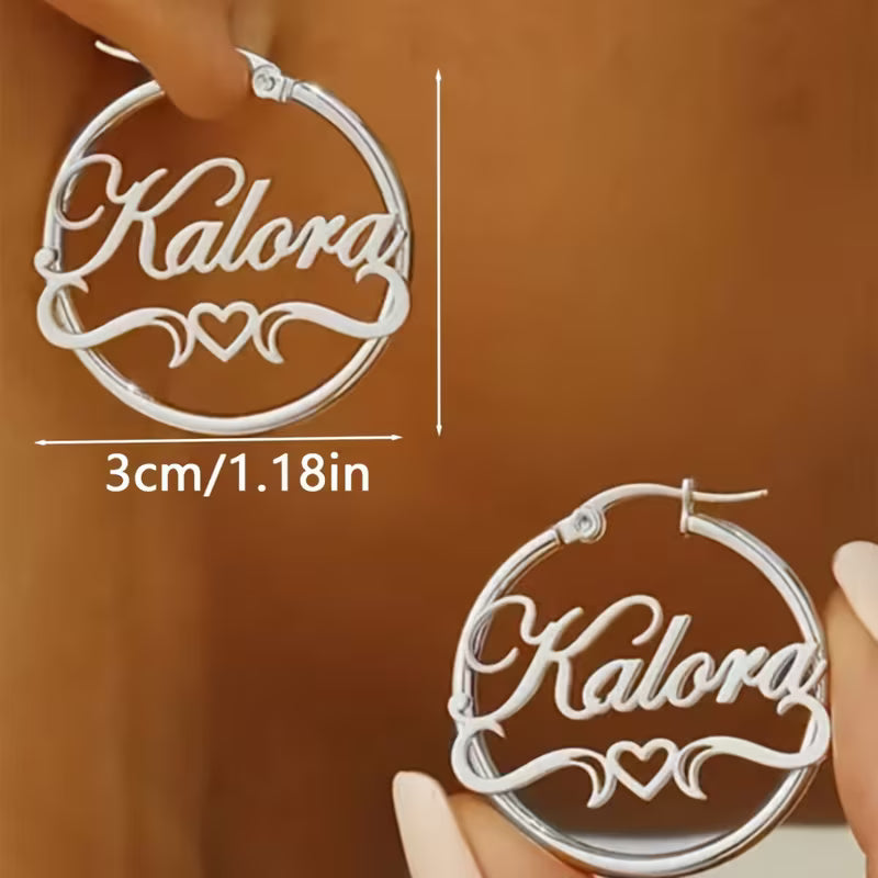 Elegant Heart Name Earrings