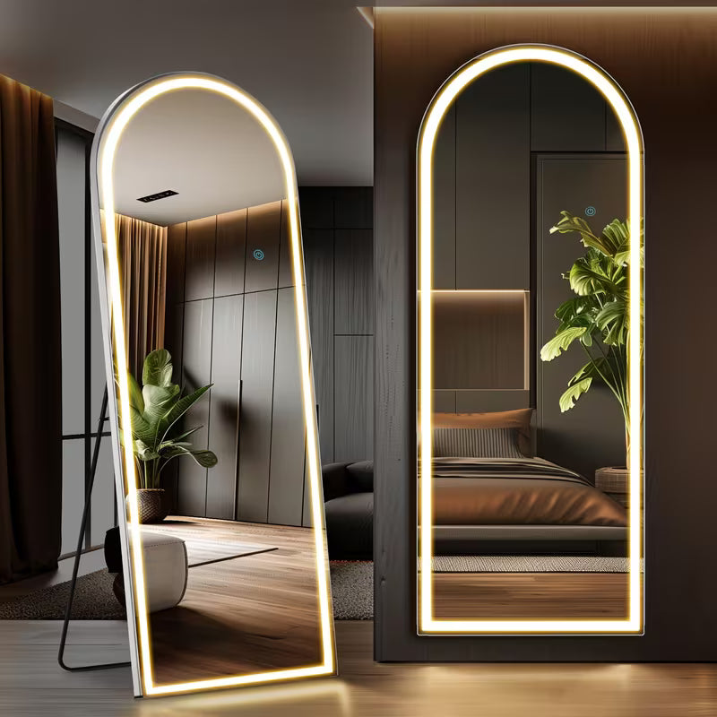 LED Lighted Full-Length Mirror with Arched