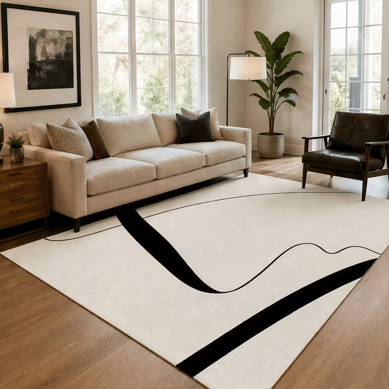 Geometric Black and Cream Area Rug