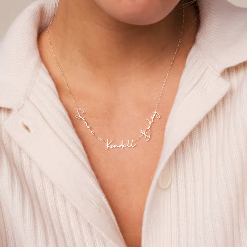 18K Gold-Plated Necklace, Customizable (3 Names)