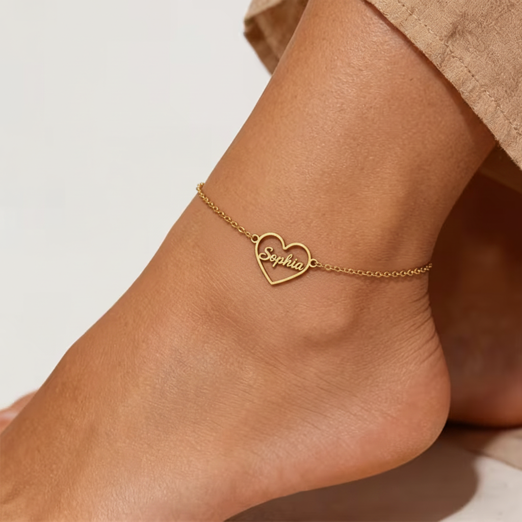 1-3 Name Heart Anklet