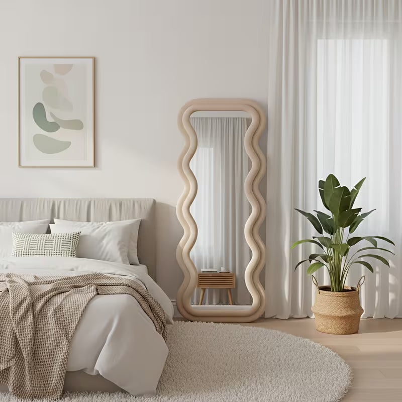 Irregular Fabric Wrapped Mirror
