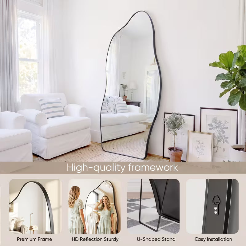 Nova Irregular Floor Mirror Black