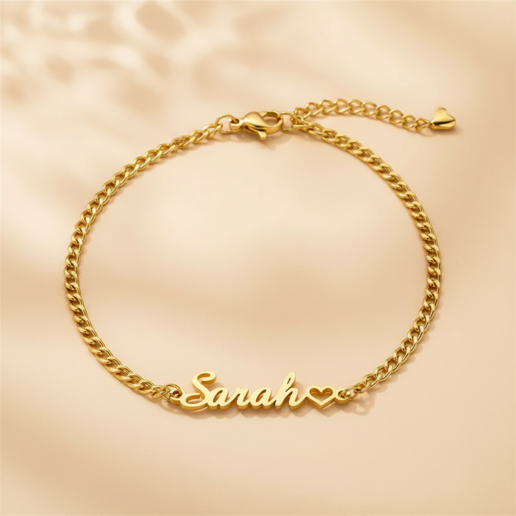 Personalized Name Anklet Stainless Steel Cuban Chain