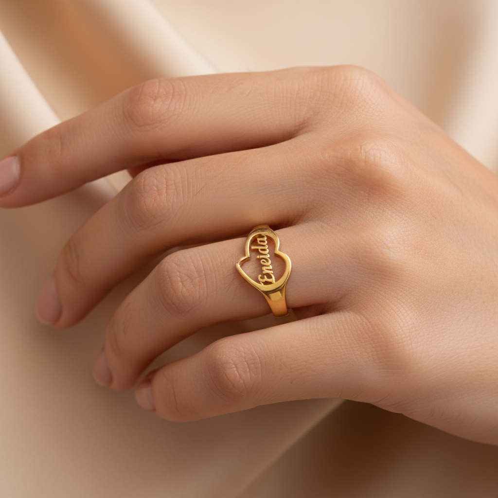 Custom Name Heart Ring
